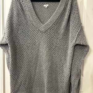 Aerie Heather Gray V-Neck Sweater